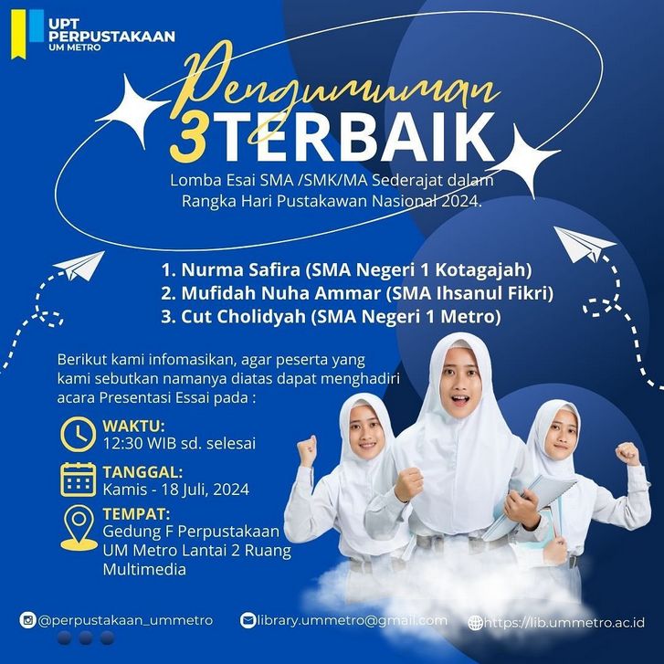 Pengumuman Peserta Grand Final Lomba Esai SMA/SMK Sederajat Tahun 2024